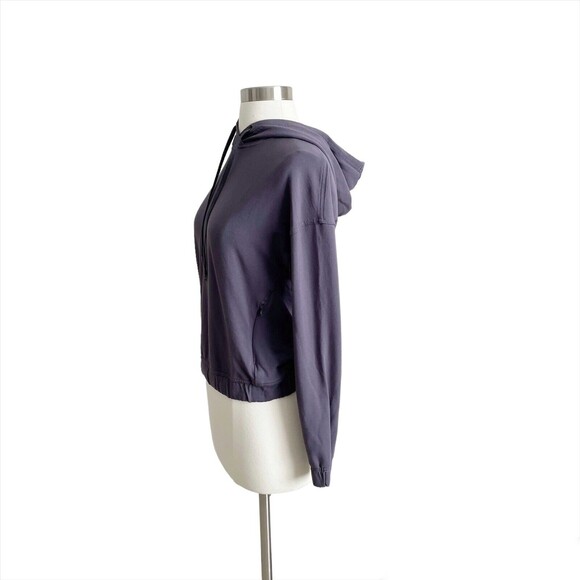 Lululemon 4 Twisted and Tucked Hoodie Pullover Top Dark Shadow Gray Open Back - Picture 3 of 7